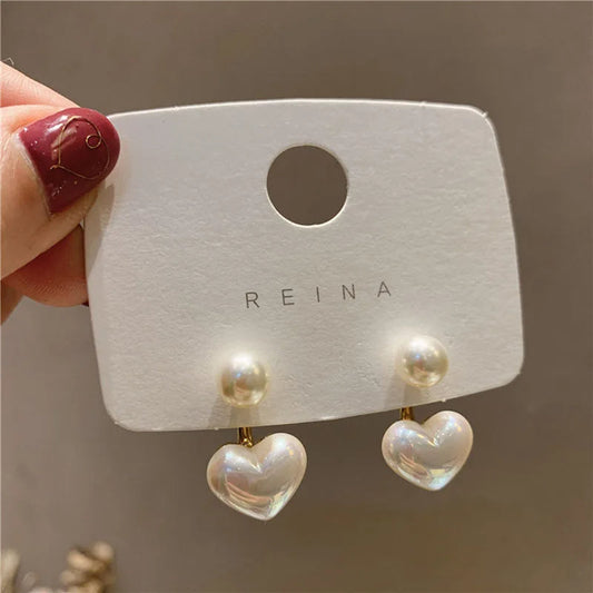 Women Heart Round Stud Earrings