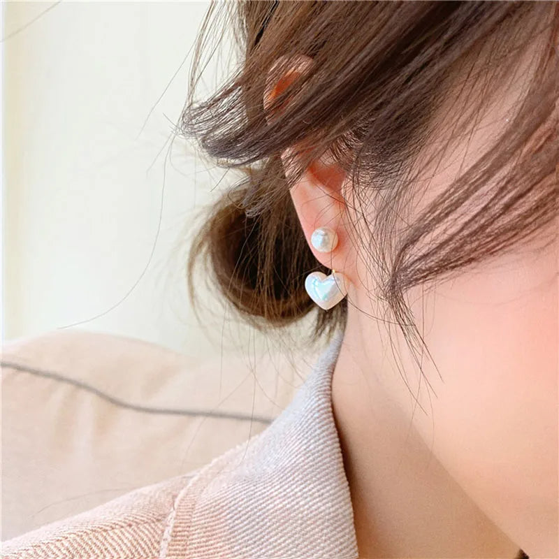 Women Heart Round Stud Earrings