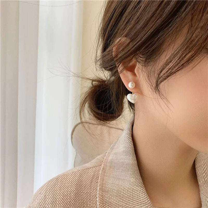 Women Heart Round Stud Earrings