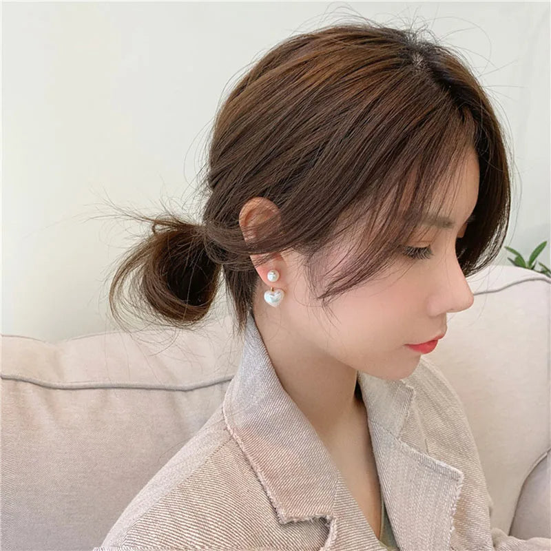 Women Heart Round Stud Earrings